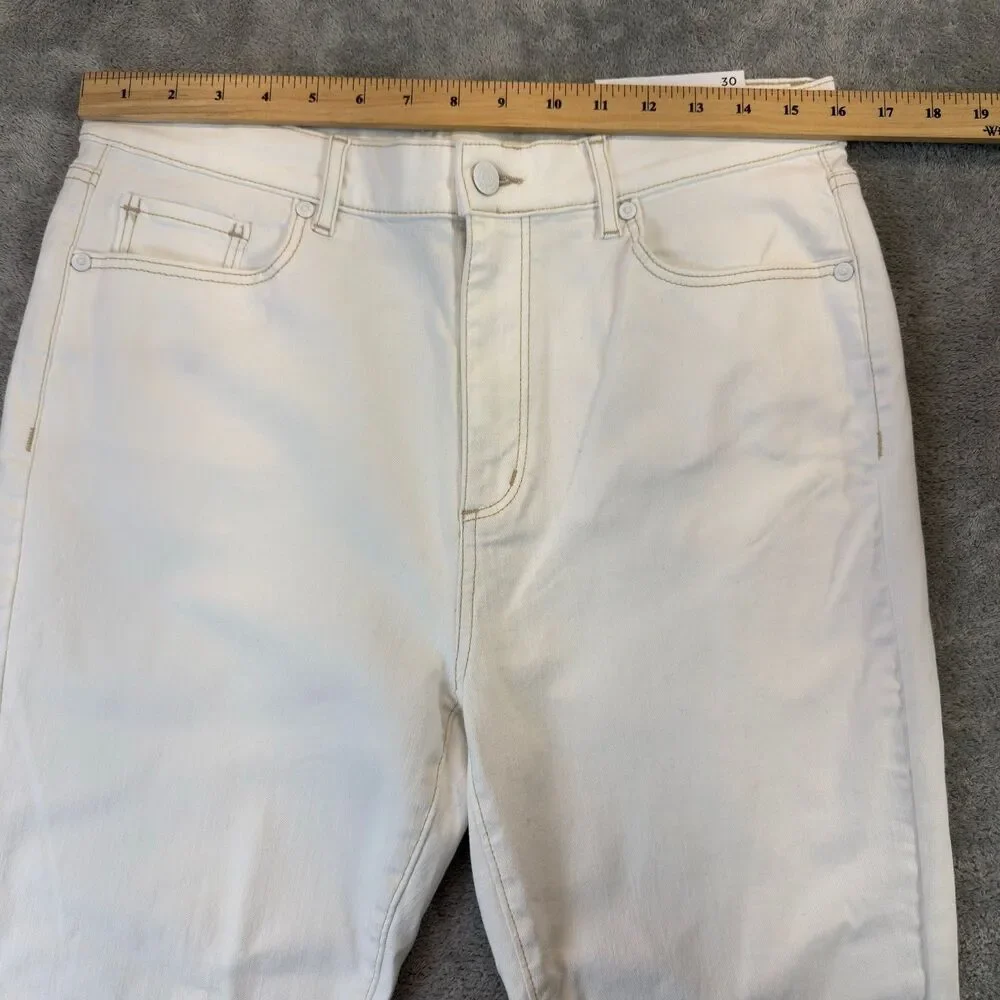 LOFT Jeans Pants Women 30/10 White The Kick Crop High Rise Regular Fit Flare NWT